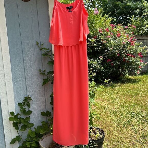 🦋Mossimo Coral sundress sleeveless Maxi dress. With side slit size M NWT - Picture 4 of 13